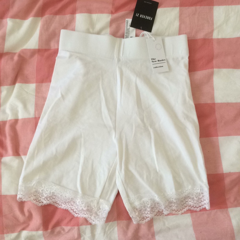 Lace trim bike shorts
